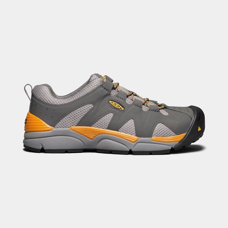 Keen San Antonio Aluminum Toe Mens Work Shoes Grey/Orange Stockists NZ (6085-AMLBN)